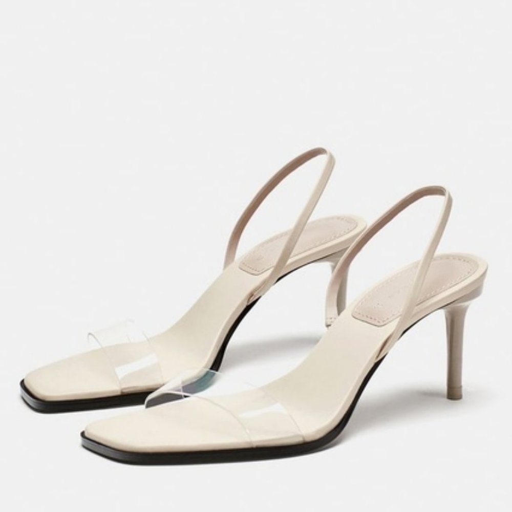 ZARA VINYL STRAP SANDALS Size: 6